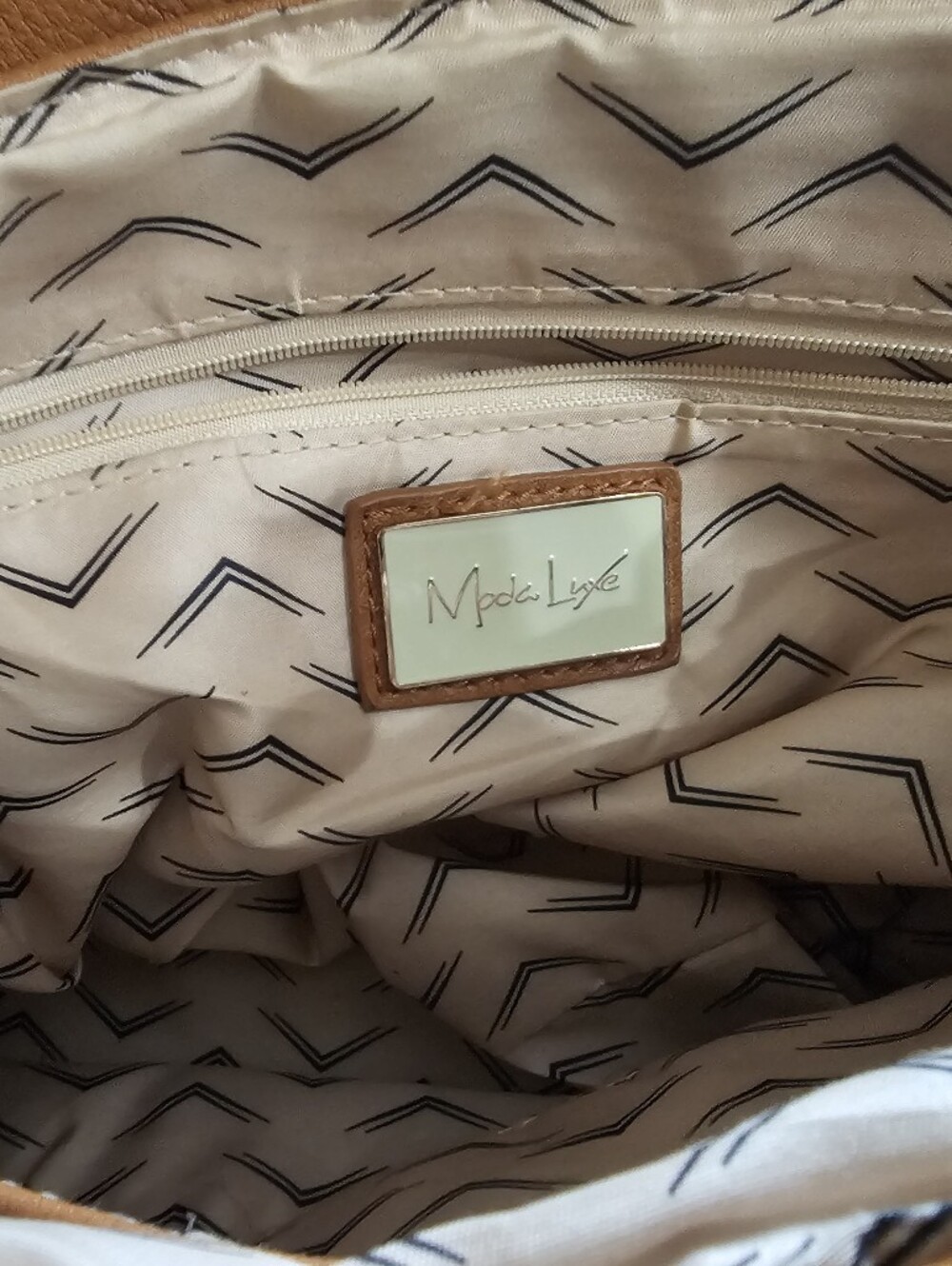 Moda Luxe Brown Bag With Suede Accent - Picture 5 of 6